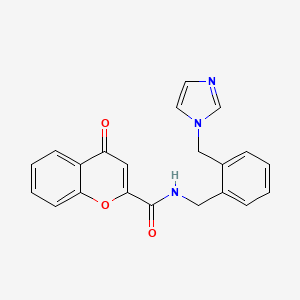 molecular formula C21H17N3O3 B7506199 N-[[2-(imidazol-1-ylmethyl)phenyl]methyl]-4-oxochromene-2-carboxamide 