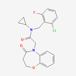 N-[(2-chloro-6-fluorophenyl)methyl]-N-cyclopropyl-2-(4-oxo-2,3-dihydro-1,5-benzoxazepin-5-yl)acetamide