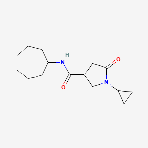 molecular formula C15H24N2O2 B7506324 N-cycloheptyl-1-cyclopropyl-5-oxopyrrolidine-3-carboxamide 