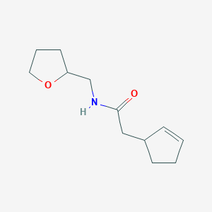 molecular formula C12H19NO2 B7506417 2-cyclopent-2-en-1-yl-N-(oxolan-2-ylmethyl)acetamide 