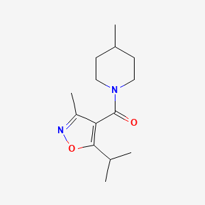 molecular formula C14H22N2O2 B7506499 (4-Methylpiperidin-1-yl)-(3-methyl-5-propan-2-yl-1,2-oxazol-4-yl)methanone 