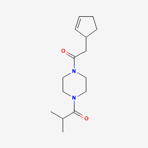 molecular formula C15H24N2O2 B7506574 1-[4-(2-Cyclopent-2-en-1-ylacetyl)piperazin-1-yl]-2-methylpropan-1-one 