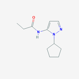molecular formula C11H17N3O B7506586 N-(2-cyclopentylpyrazol-3-yl)propanamide 