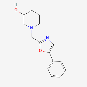 molecular formula C15H18N2O2 B7506601 1-[(5-Phenyl-1,3-oxazol-2-yl)methyl]piperidin-3-ol 