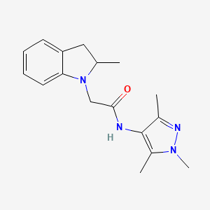 2-(2-methyl-2,3-dihydroindol-1-yl)-N-(1,3,5-trimethylpyrazol-4-yl)acetamide