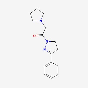 molecular formula C15H19N3O B7506620 1-(5-Phenyl-3,4-dihydropyrazol-2-yl)-2-pyrrolidin-1-ylethanone 