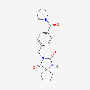 3-[[4-(Pyrrolidine-1-carbonyl)phenyl]methyl]-1,3-diazaspiro[4.4]nonane-2,4-dione