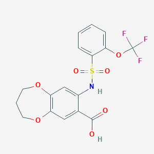 molecular formula C17H14F3NO7S B7506630 7-[[2-(trifluoromethoxy)phenyl]sulfonylamino]-3,4-dihydro-2H-1,5-benzodioxepine-8-carboxylic acid 