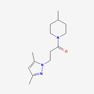 molecular formula C14H23N3O B7506745 3-(3,5-Dimethylpyrazol-1-yl)-1-(4-methylpiperidin-1-yl)propan-1-one 