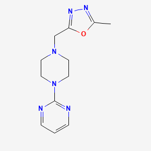 molecular formula C12H16N6O B7506809 2-Methyl-5-[(4-pyrimidin-2-ylpiperazin-1-yl)methyl]-1,3,4-oxadiazole 