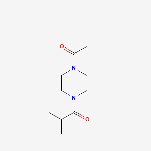molecular formula C14H26N2O2 B7506813 3,3-Dimethyl-1-[4-(2-methylpropanoyl)piperazin-1-yl]butan-1-one 