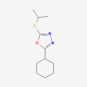 molecular formula C11H18N2OS B7506834 2-Cyclohexyl-5-propan-2-ylsulfanyl-1,3,4-oxadiazole 