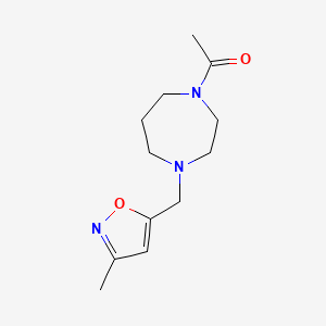 molecular formula C12H19N3O2 B7506878 1-[4-[(3-Methyl-1,2-oxazol-5-yl)methyl]-1,4-diazepan-1-yl]ethanone 