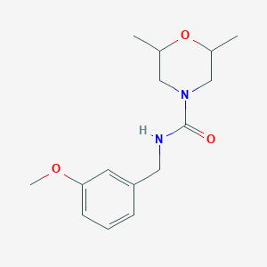 molecular formula C15H22N2O3 B7506967 N-[(3-methoxyphenyl)methyl]-2,6-dimethylmorpholine-4-carboxamide 