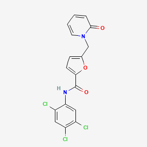 molecular formula C17H11Cl3N2O3 B7507047 5-[(2-oxopyridin-1-yl)methyl]-N-(2,4,5-trichlorophenyl)furan-2-carboxamide 