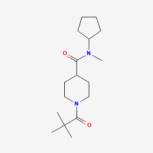 molecular formula C17H30N2O2 B7507114 N-cyclopentyl-1-(2,2-dimethylpropanoyl)-N-methylpiperidine-4-carboxamide 