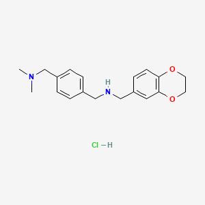 molecular formula C19H25ClN2O2 B7507141 N-(2,3-dihydro-1,4-benzodioxin-6-ylmethyl)-1-[4-[(dimethylamino)methyl]phenyl]methanamine;hydrochloride 