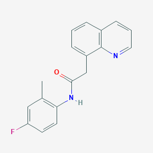 molecular formula C18H15FN2O B7507151 N-(4-fluoro-2-methylphenyl)-2-quinolin-8-ylacetamide 