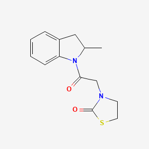 molecular formula C14H16N2O2S B7507196 3-[2-(2-Methyl-2,3-dihydroindol-1-yl)-2-oxoethyl]-1,3-thiazolidin-2-one 