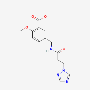 molecular formula C15H18N4O4 B7507219 Methyl 2-methoxy-5-[[3-(1,2,4-triazol-1-yl)propanoylamino]methyl]benzoate 