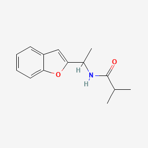 molecular formula C14H17NO2 B7507281 N-[1-(1-benzofuran-2-yl)ethyl]-2-methylpropanamide 