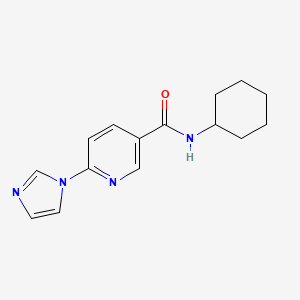molecular formula C15H18N4O B7507295 N-cyclohexyl-6-imidazol-1-ylpyridine-3-carboxamide 
