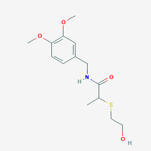 molecular formula C14H21NO4S B7507330 N-[(3,4-dimethoxyphenyl)methyl]-2-(2-hydroxyethylsulfanyl)propanamide 