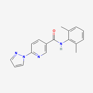 molecular formula C17H16N4O B7507337 N-(2,6-dimethylphenyl)-6-(1H-pyrazol-1-yl)nicotinamide 