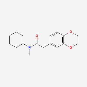 molecular formula C17H23NO3 B7507372 N-cyclohexyl-2-(2,3-dihydro-1,4-benzodioxin-6-yl)-N-methylacetamide 