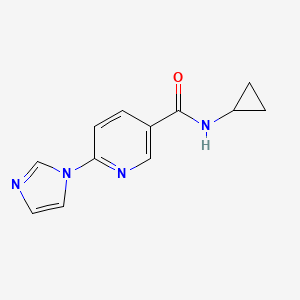 molecular formula C12H12N4O B7507408 N-cyclopropyl-6-imidazol-1-ylpyridine-3-carboxamide 