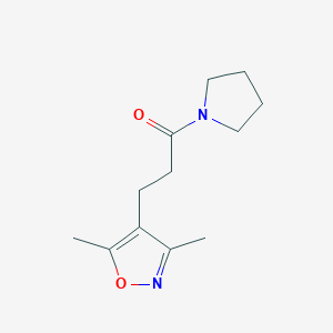 molecular formula C12H18N2O2 B7507616 3-(Dimethyl-1,2-oxazol-4-yl)-1-(pyrrolidin-1-yl)propan-1-one 