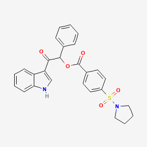 molecular formula C27H24N2O5S B7507732 [2-(1H-indol-3-yl)-2-oxo-1-phenylethyl] 4-pyrrolidin-1-ylsulfonylbenzoate 
