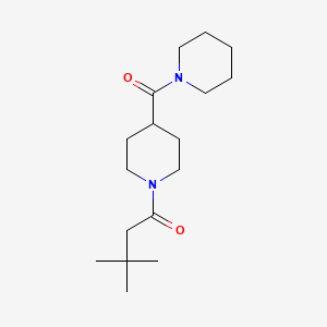molecular formula C17H30N2O2 B7507746 3,3-Dimethyl-1-[4-(piperidine-1-carbonyl)piperidin-1-yl]butan-1-one 