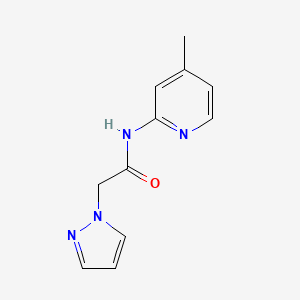 molecular formula C11H12N4O B7507772 N-(4-methylpyridin-2-yl)-2-pyrazol-1-ylacetamide 