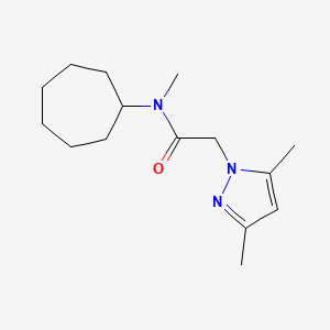 molecular formula C15H25N3O B7507827 N-cycloheptyl-2-(3,5-dimethylpyrazol-1-yl)-N-methylacetamide 