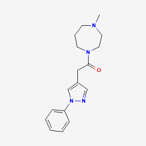 molecular formula C17H22N4O B7507925 1-(4-Methyl-1,4-diazepan-1-yl)-2-(1-phenylpyrazol-4-yl)ethanone 