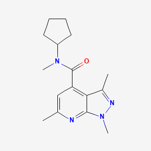molecular formula C16H22N4O B7507967 N-cyclopentyl-N,1,3,6-tetramethylpyrazolo[3,4-b]pyridine-4-carboxamide 