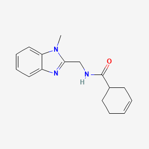 molecular formula C16H19N3O B7508034 N-[(1-methylbenzimidazol-2-yl)methyl]cyclohex-3-ene-1-carboxamide 