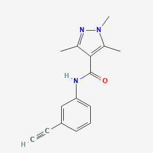 molecular formula C15H15N3O B7508080 N-(3-ethynylphenyl)-1,3,5-trimethylpyrazole-4-carboxamide 