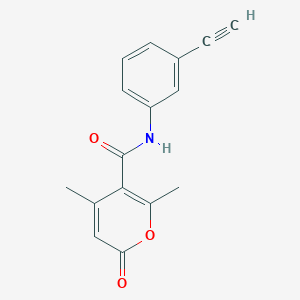 N-(3-ethynylphenyl)-2,4-dimethyl-6-oxopyran-3-carboxamide