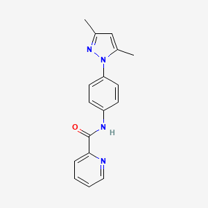 molecular formula C17H16N4O B7508186 N-[4-(3,5-dimethylpyrazol-1-yl)phenyl]pyridine-2-carboxamide 