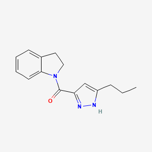 molecular formula C15H17N3O B7508375 2,3-dihydroindol-1-yl-(5-propyl-1H-pyrazol-3-yl)methanone 