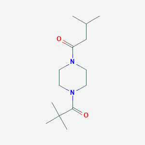 molecular formula C14H26N2O2 B7508438 1-[4-(2,2-Dimethylpropanoyl)piperazin-1-yl]-3-methylbutan-1-one 