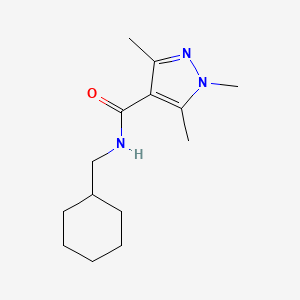 molecular formula C14H23N3O B7508689 N-(cyclohexylmethyl)-1,3,5-trimethylpyrazole-4-carboxamide 