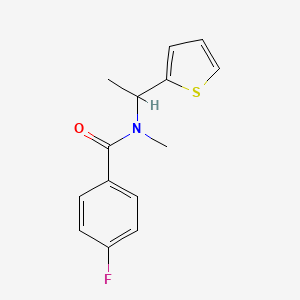 molecular formula C14H14FNOS B7508696 4-fluoro-N-methyl-N-(1-thiophen-2-ylethyl)benzamide 