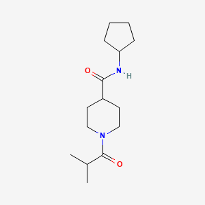 molecular formula C15H26N2O2 B7508773 N-cyclopentyl-1-(2-methylpropanoyl)piperidine-4-carboxamide 