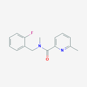 molecular formula C15H15FN2O B7508893 N-[(2-fluorophenyl)methyl]-N,6-dimethylpyridine-2-carboxamide 