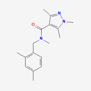 molecular formula C17H23N3O B7508941 N-[(2,4-dimethylphenyl)methyl]-N,1,3,5-tetramethylpyrazole-4-carboxamide 