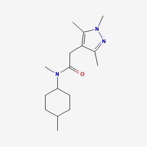 molecular formula C16H27N3O B7509011 N-methyl-N-(4-methylcyclohexyl)-2-(1,3,5-trimethylpyrazol-4-yl)acetamide 