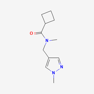 molecular formula C11H17N3O B7509096 N-methyl-N-[(1-methylpyrazol-4-yl)methyl]cyclobutanecarboxamide 